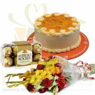 Mango Cake Chocs And Flowers