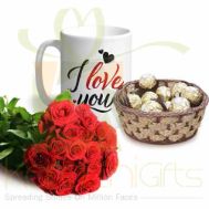 Love Mug, Roses And Choc Basket