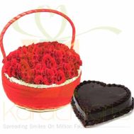 Love Basket With Heart Cake