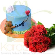 Roses With Love Teddy Cake