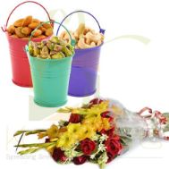 Flowers With Dry Fruit Buckets